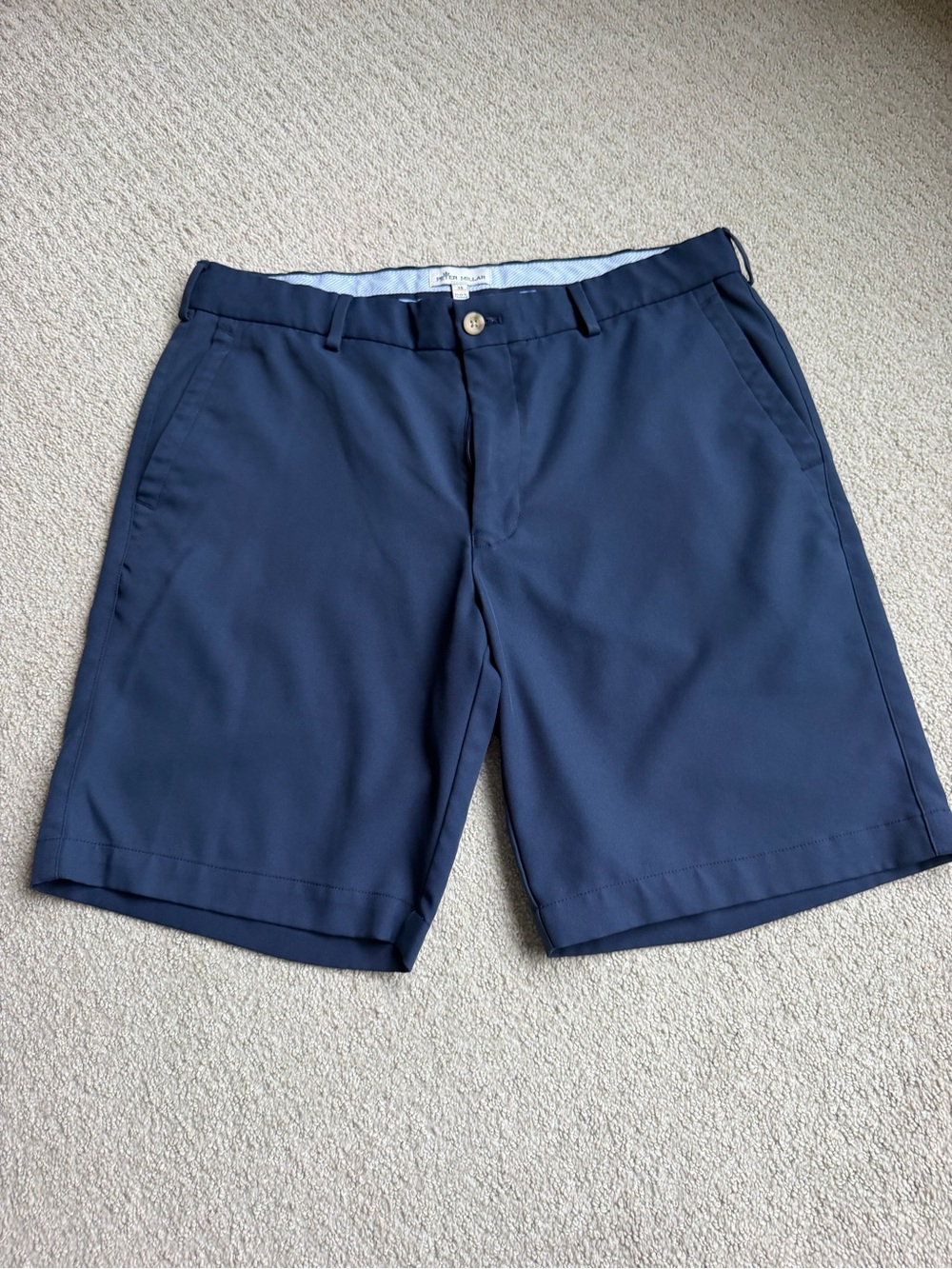 Peter Millar Navy Flat-Front Performance Shorts